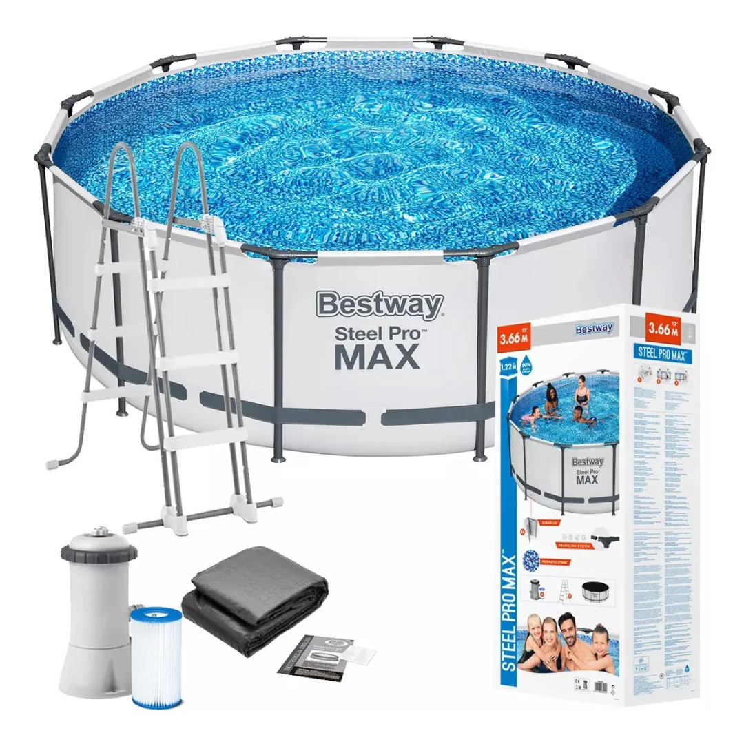 Piscina Redonda Bestway Steel Pro Max Gris 10.250L - Imagen 2