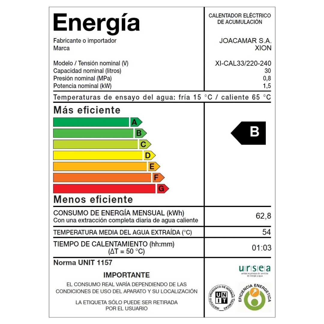 Calefón Termotanque Electrónico 30lts Xion XI-CAL33 - Imagen 2