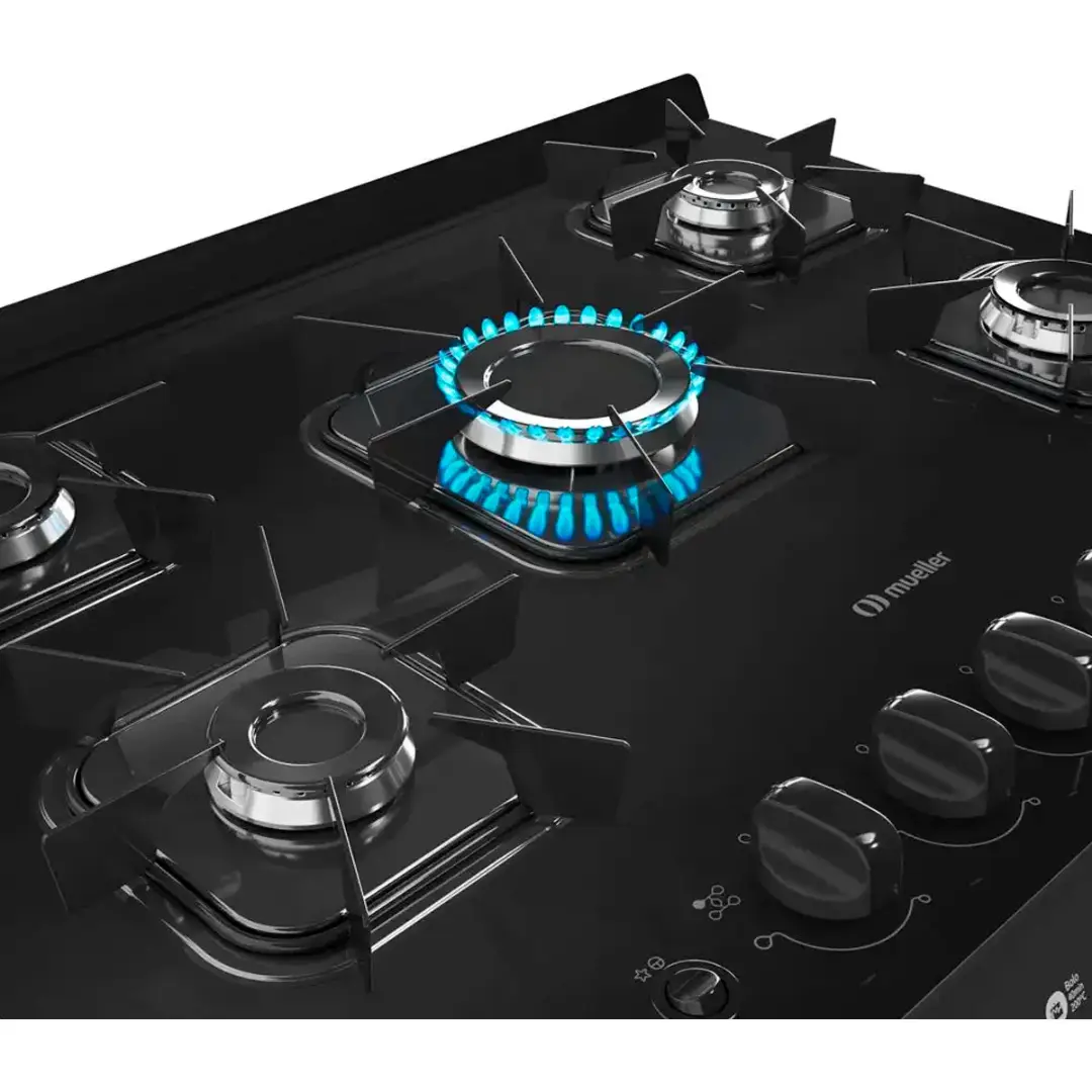 Cocina A Gas Mueller 5 Hornallas Mesada Vidrio Color Plata - Imagen 2