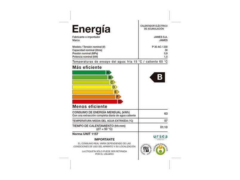 Calefón James 30 lts. Cilindrico - Imagen 2