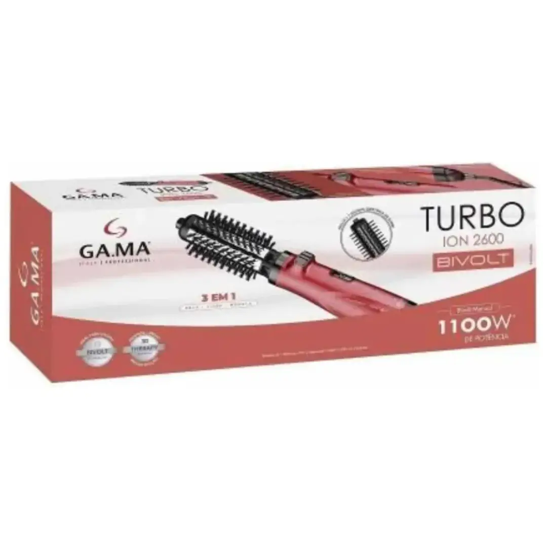 Cepillo Secador Modelador Gama Rotativo Turbo Ion 220 Color Rojo