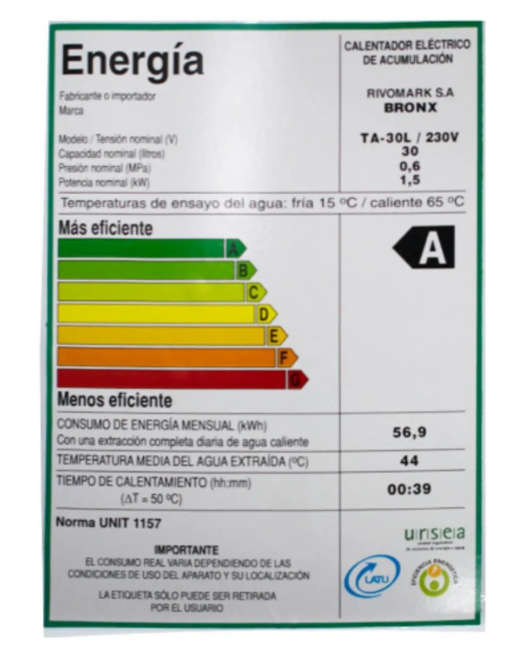 Calefon Termotanque Bronx 30 Litros Acero - Imagen 2