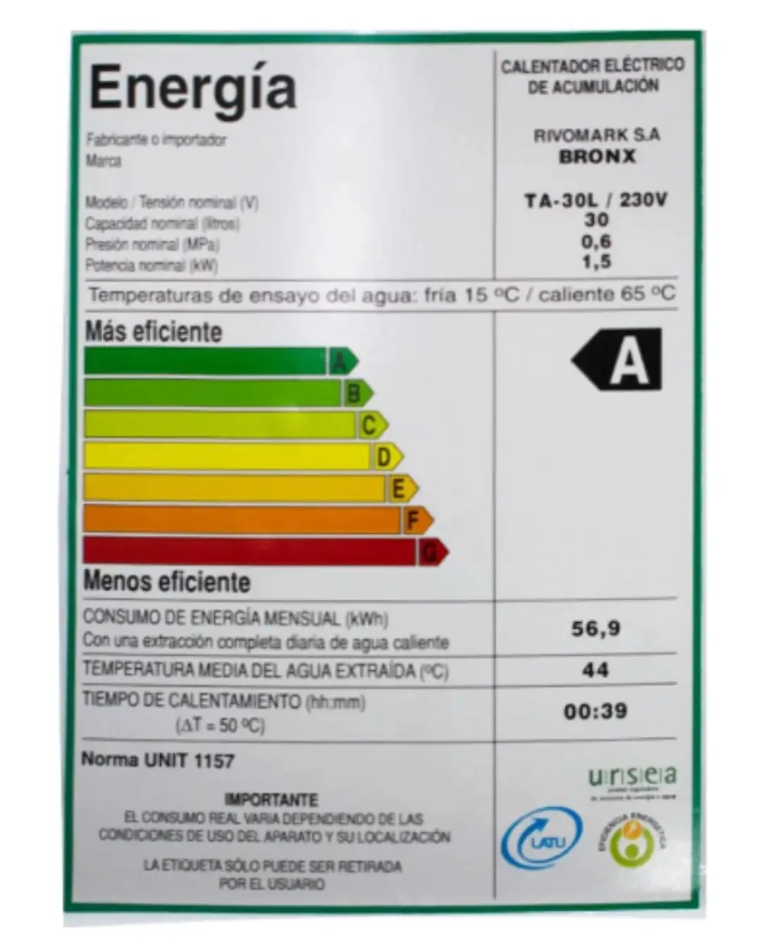 Calefon Termotanque Bronx 30 Litros Acero - Imagen 2