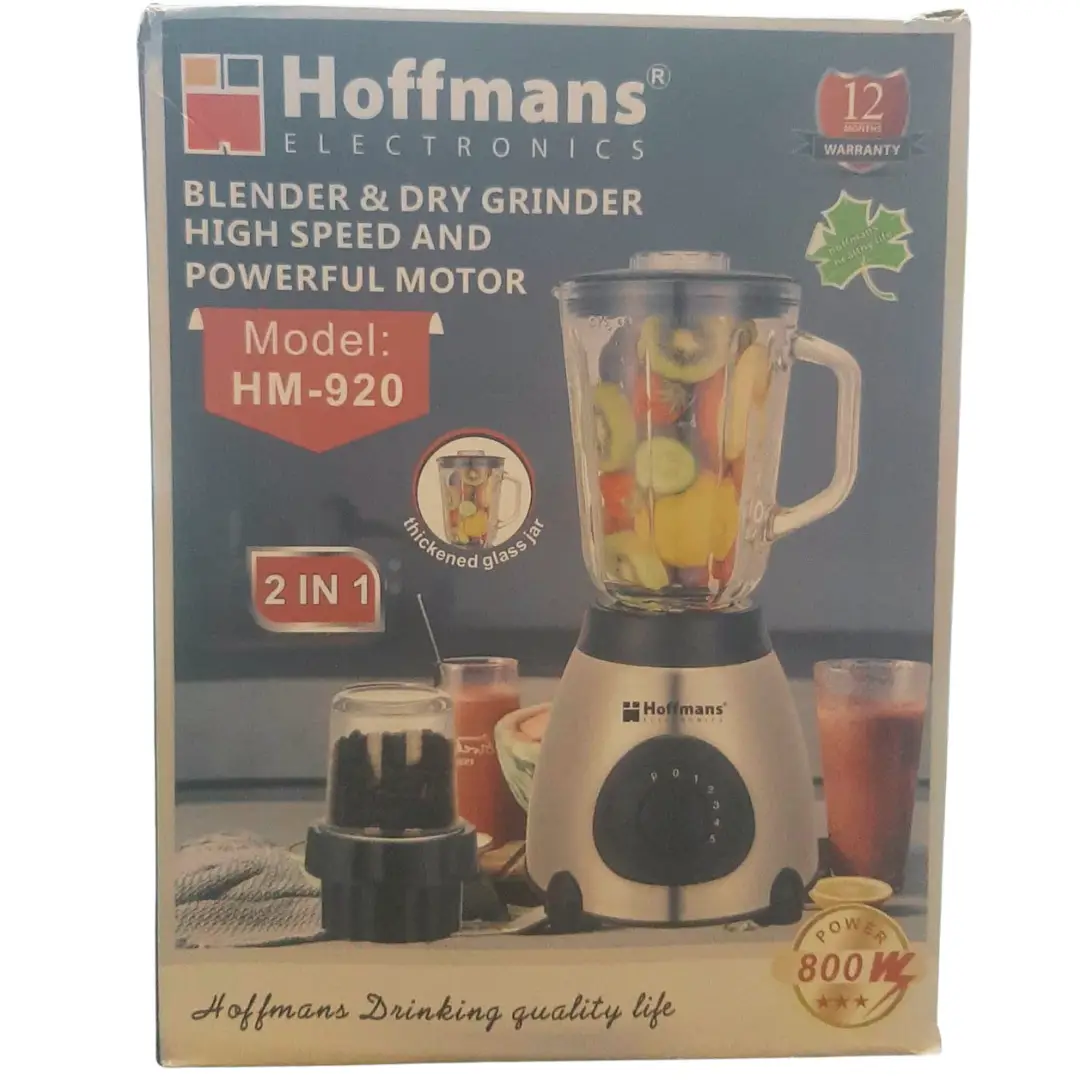 Licuadora Hoffmans 2 En 1  800 Watts Vaso De Vidrio 1,5 Litros