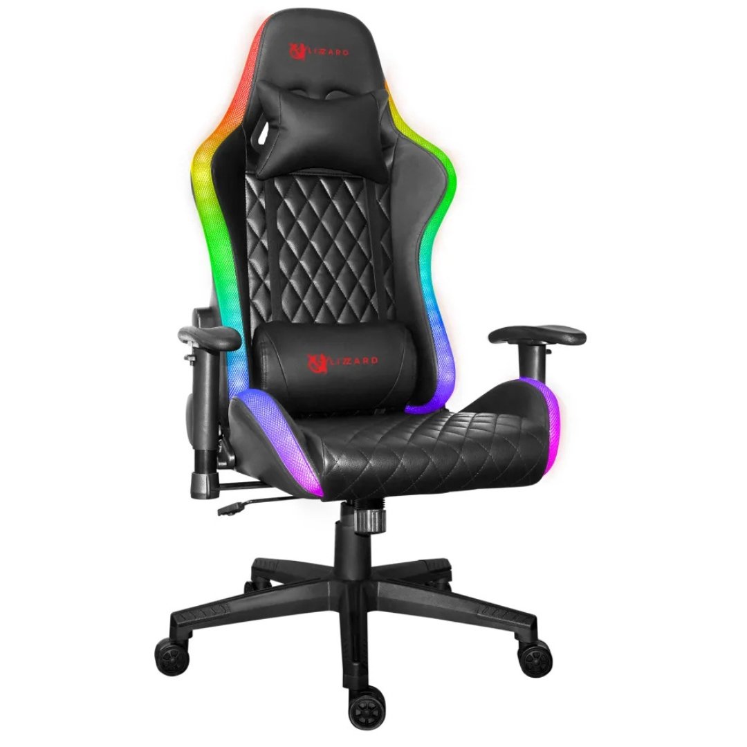 Silla Gamer Negra  Reclinable con Luces Led Rgb