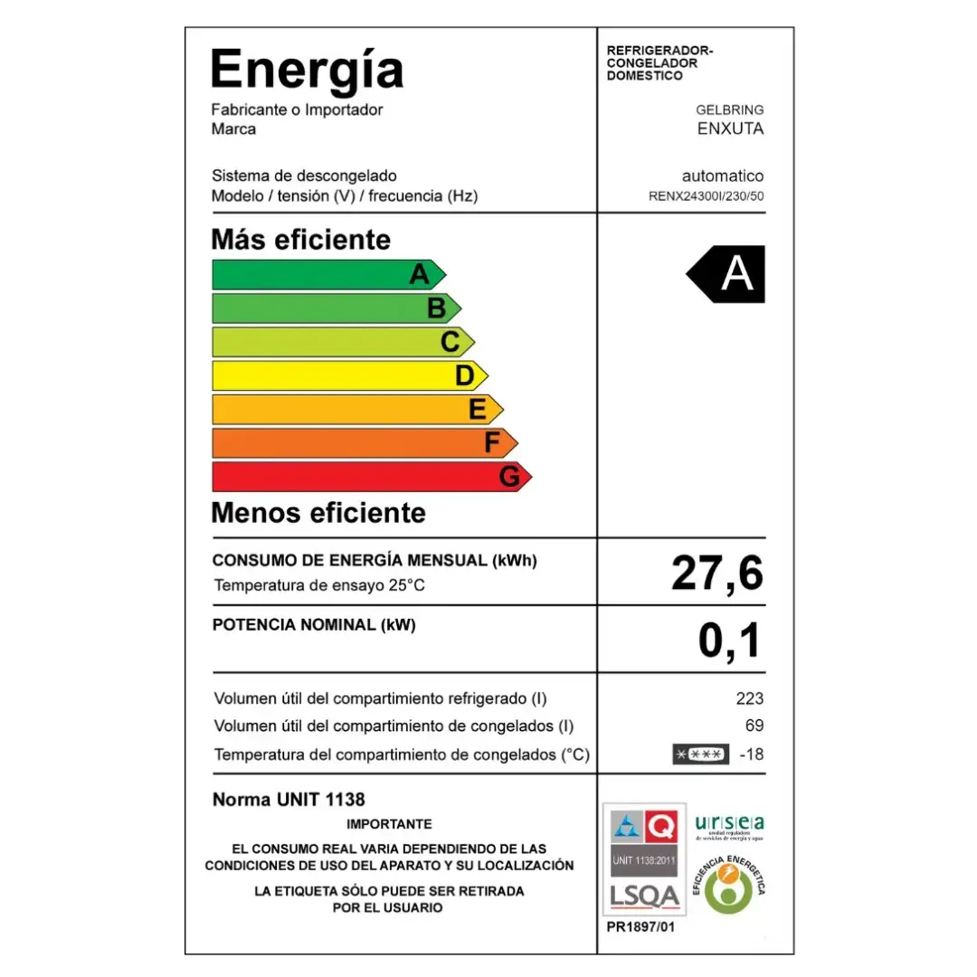 Heladera Frio Seco Enxuta Renx24300i 292 Lts Inox - Imagen 2