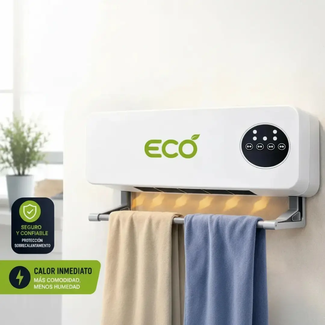Caloventilador Secarropa Pared C/ Barras Secado Desmontable - Imagen 2